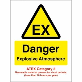 Danger Explosive Atmosphere ATEX Category 3 safety sign