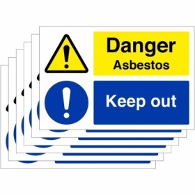Danger Asbestos Keep Out safety sign with warning symbol and restricted access message