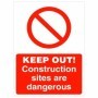Keep Out Construction Sites Are Dangerous prohibition safety sign