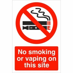 No smoking or vaping on this site prohibition sign