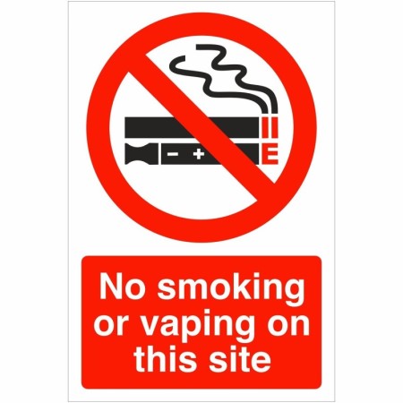 No smoking or vaping on this site prohibition sign