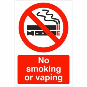 No smoking or vaping prohibition safety sign