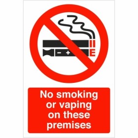 No smoking or vaping on these premises prohibition sign
