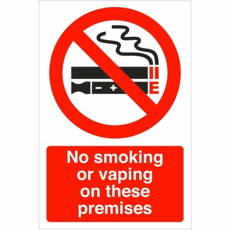 No smoking or vaping on these premises prohibition sign