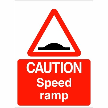 Caution Speed Ramp Sign with speed ramp warning symbol