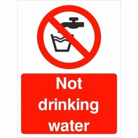 Not Drinking Water prohibition safety sign with tap and glass symbol