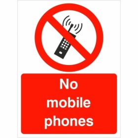 No mobile phones prohibition safety sign