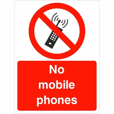 No mobile phones prohibition safety sign