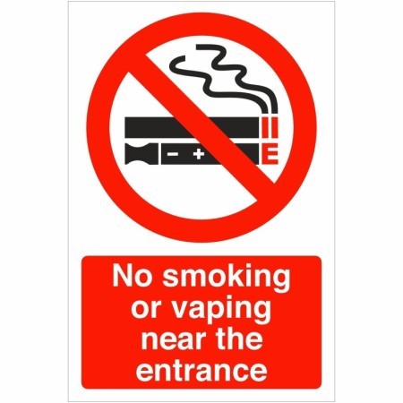No smoking or vaping near the entrance prohibition sign
