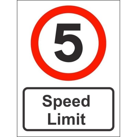 5MPH speed limit sign with speed restriction symbol