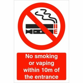 No smoking or vaping within 10m of the entrance sign