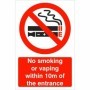 No smoking or vaping within 10m of the entrance sign