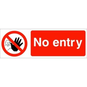 No Entry prohibition sign with red background and white text