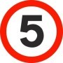5 MPH traffic speed limit sign with red circular border
