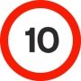 10 MPH traffic speed limit sign with red circular border