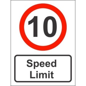 10MPH speed limit sign with red circular border