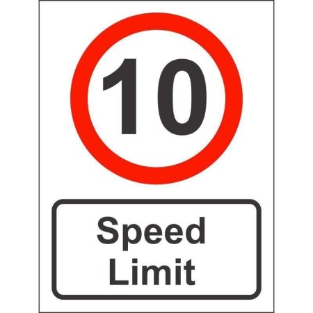 10MPH speed limit sign with red circular border
