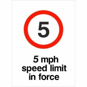 5 mph speed limit in force traffic safety sign