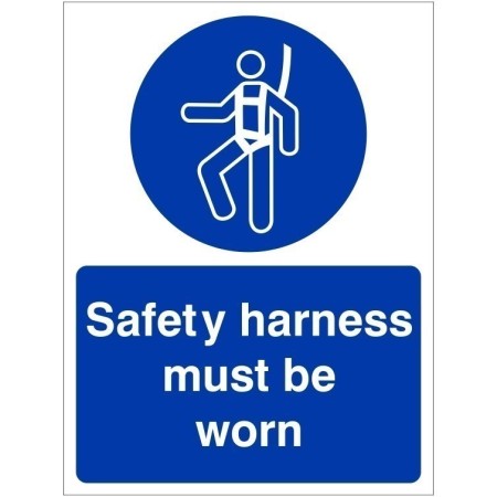 Safety harness must be worn BS 5499 compliant mandatory PPE safety sign