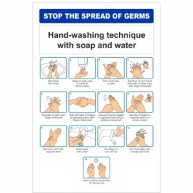 Hand washing technique with soap and water hygiene sign