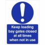 Keep loading bay gates closed at all times when not in use mandatory safety sign
