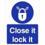 Close it lock it mandatory safety sign with padlock symbol