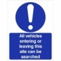All vehicles entering or leaving this site can be searched mandatory blue safety sign