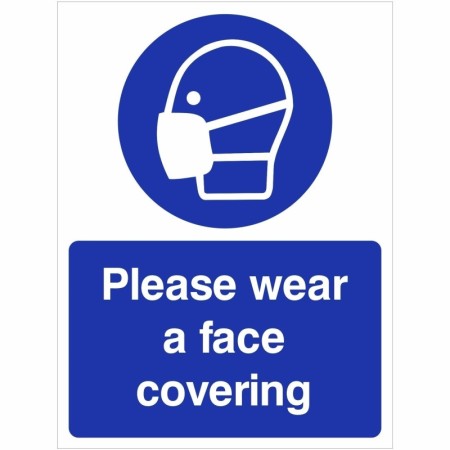 Please wear a face covering mandatory hygiene safety sign