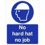 No hard hat no job mandatory safety sign with helmet symbol