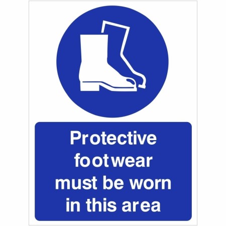 Protective footwear must be worn in this area mandatory safety sign