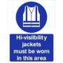 Hi-visibility jackets must be worn in this area mandatory safety sign