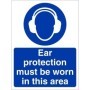Ear protection must be worn in this area BS 5499 compliant PPE safety sign