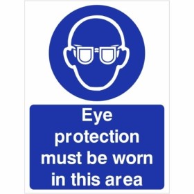Eye protection must be worn in this area mandatory safety sign