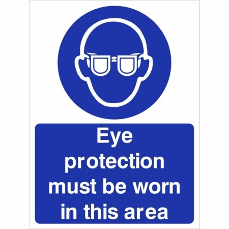 Eye protection must be worn in this area mandatory safety sign