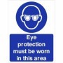 Eye protection must be worn in this area mandatory safety sign