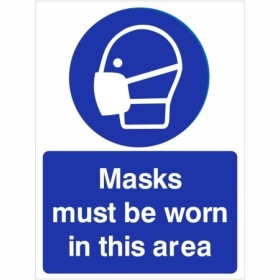Masks must be worn in this area mandatory safety sign