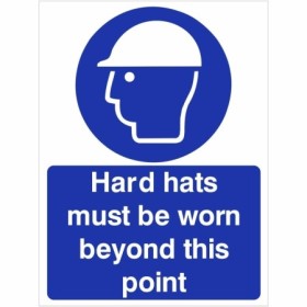 Hard hats must be worn beyond this point mandatory safety sign