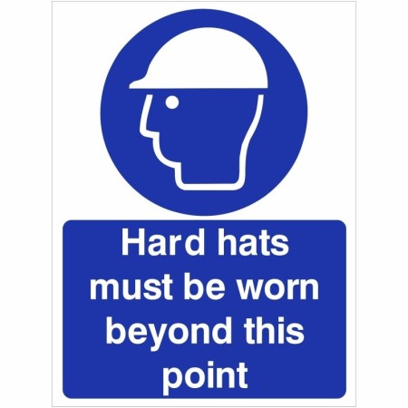 Hard hats must be worn beyond this point mandatory safety sign
