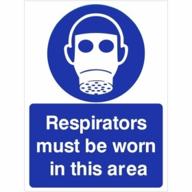 Respirators must be worn in this area mandatory safety sign