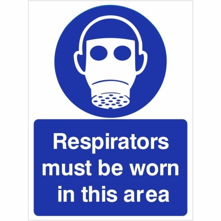 Respirators must be worn in this area mandatory safety sign