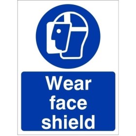 Wear face shield BS 5499 compliant mandatory PPE safety sign