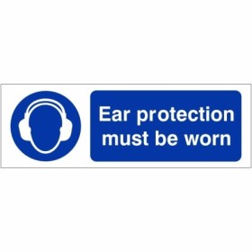 Ear protection must be worn mandatory safety sign with ear defenders symbol