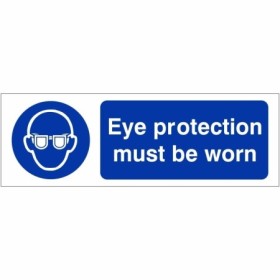 Eye protection must be worn mandatory safety sign with safety glasses symbol