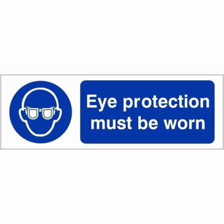 Eye protection must be worn mandatory safety sign with safety glasses symbol