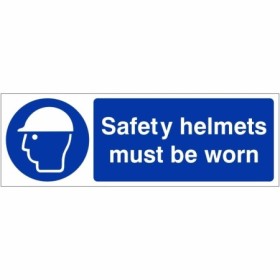 Safety helmets must be worn mandatory sign