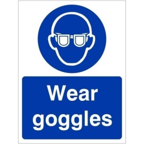 Wear goggles eye protection mandatory PPE safety sign