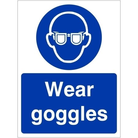 Wear goggles eye protection mandatory PPE safety sign