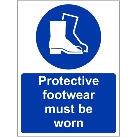 Protective footwear must be worn mandatory PPE safety sign