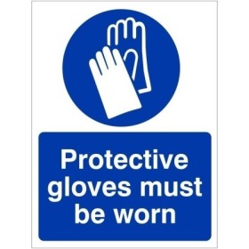 Protective gloves must be worn hand protection mandatory PPE safety sign