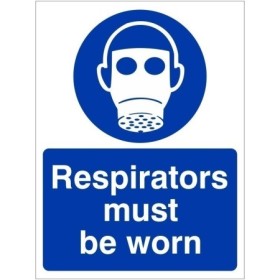 Respirators must be worn mandatory PPE safety sign